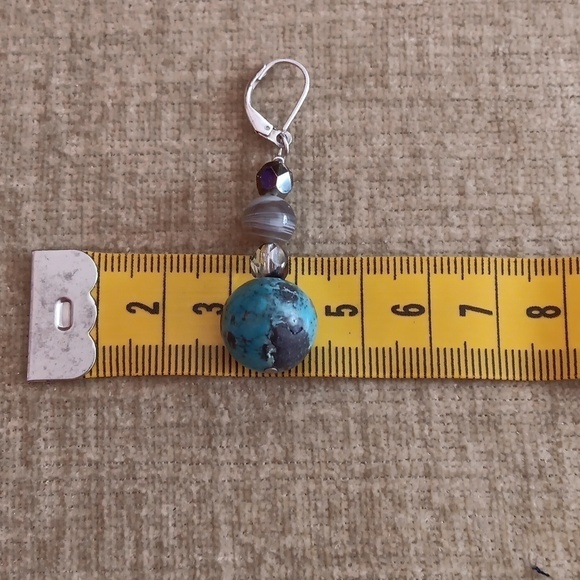 925 Sterling Silver Turquoise Dangle Earrings - Picture 6 of 9